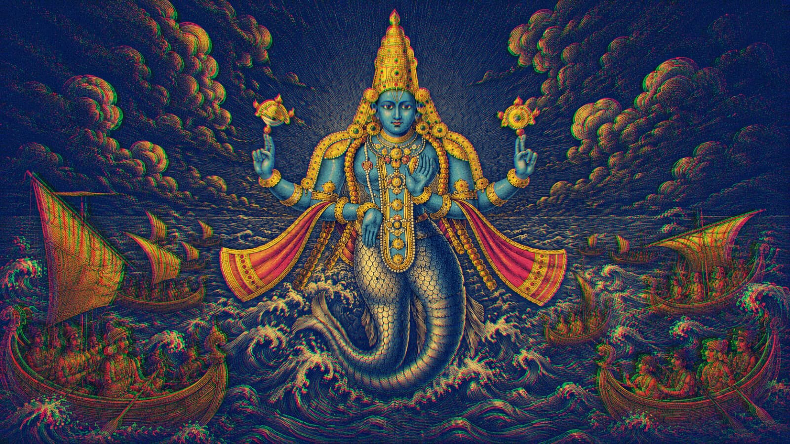 MATSYA AVATAR: EL SEÑOR VISHNU EN FORMA DE PEZ